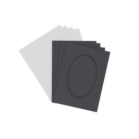 Picture of Oval Aperture A5 Cards - Grey (Pack Of 4)