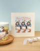 Picture of Huffin' Puffin Christmas - Christmas Card Cross Stitch Kit by Bothy Threads