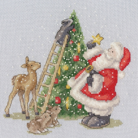 Picture of North Pole Star Santa and Tree Cross Stitch Kit By Bothy Threads