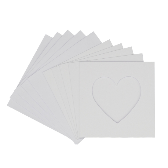 Picture of Heart aperture square cards - White (Pack of 5)