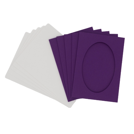 Picture of Oval Aperture A6 Cards - Purple (Pack Of 5)