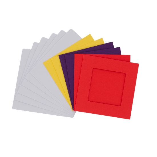 Picture of Square aperture square cards - Bright Mixed Colours (Pack of 6)