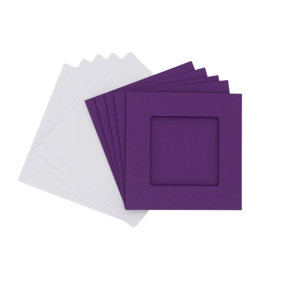 Picture of Square aperture square cards - Purple (Pack of 5)