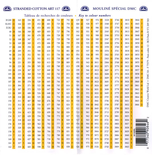 Dmc Color Chart And Numbers