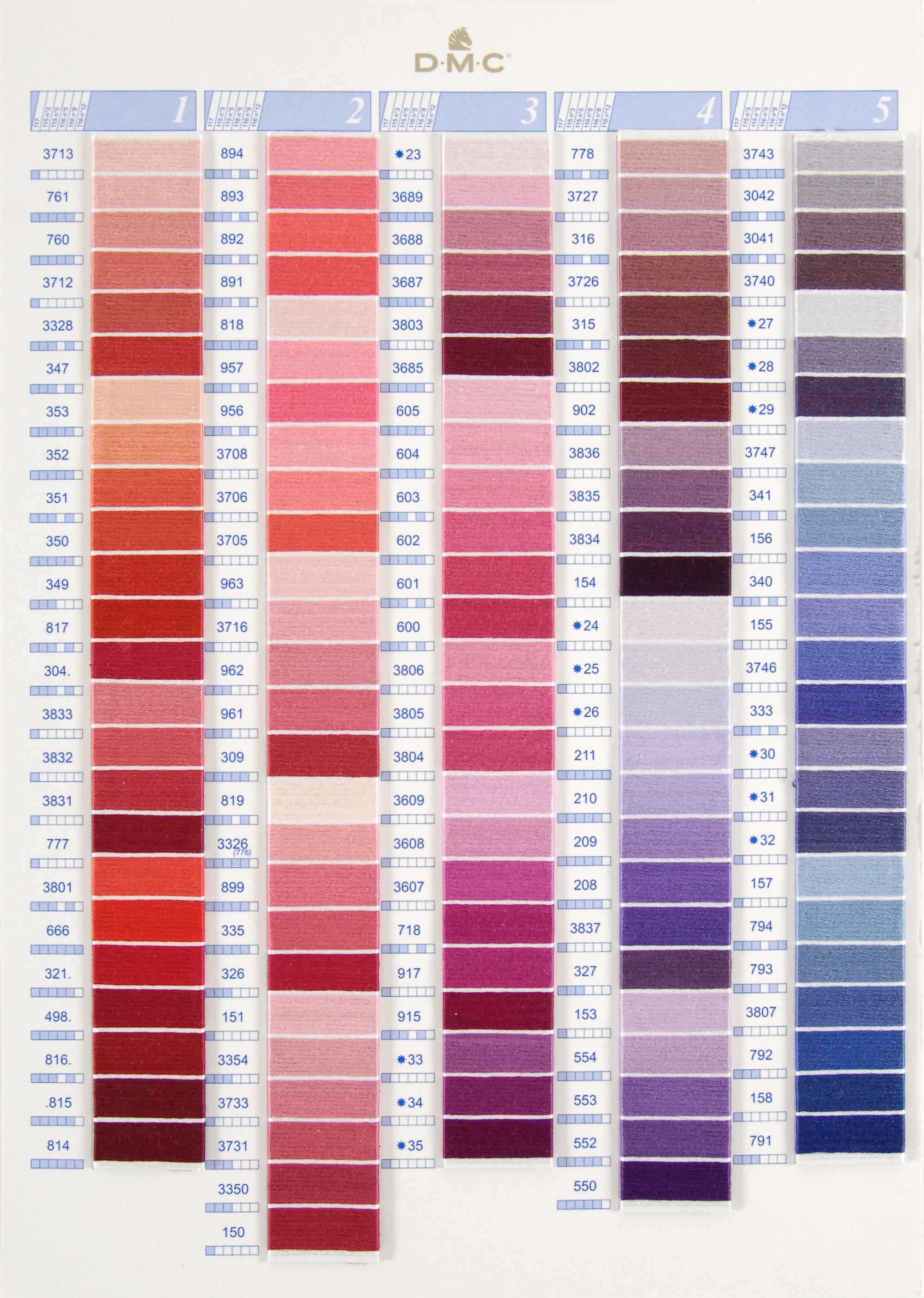 DMC Stranded Cotton Colour Chart/Shade Card