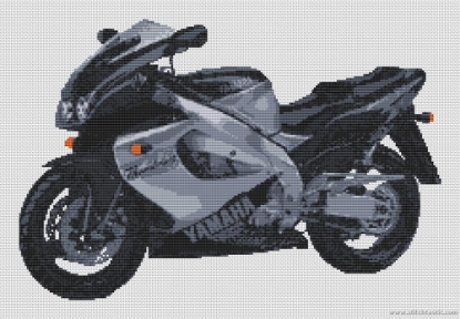 Picture of Black Yamaha Thunderace motorcycle Cross Stitch
