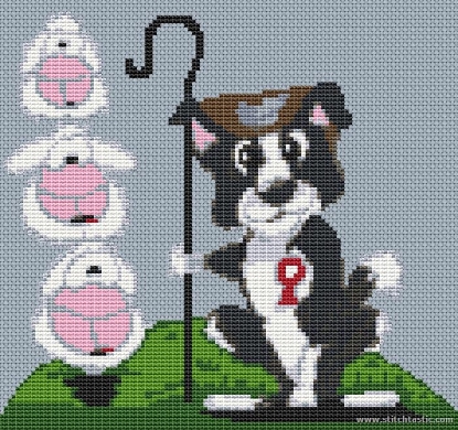 Picture of Border Collie Dog Caricature Cross Stitch