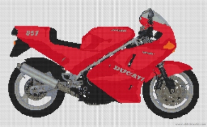 Picture of Ducati  851 Motorcycle Cross Stitch