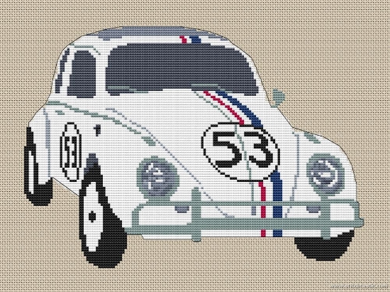 Herbie Volkswagen Beetle Cross Stitch Kit and Chart | Stitchtastic