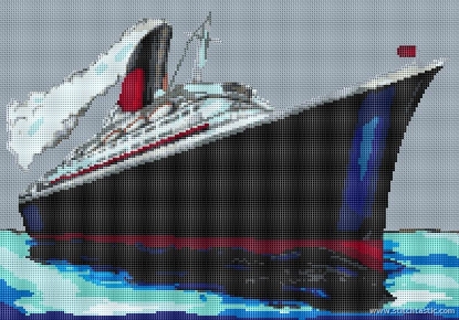 Picture of QE2 Cruise Ship Cross Stitch