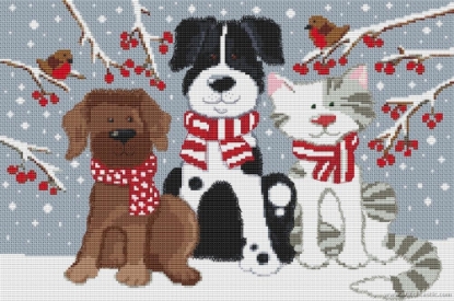 Picture of Pets in the Snow Christmas Cross Stitch