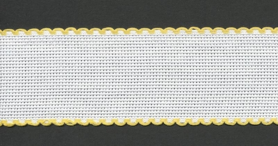 Picture of 1 Metre White Aida Band 5cm/2 Inch White With a Yellow Scalloped Edging