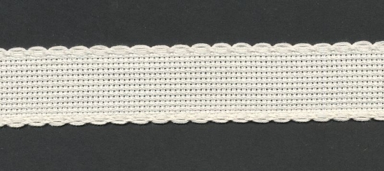 Picture of 1 Metre Ivory/Cream Aida Band 2.5cm/1 Inch Wide With a Scalloped Edging