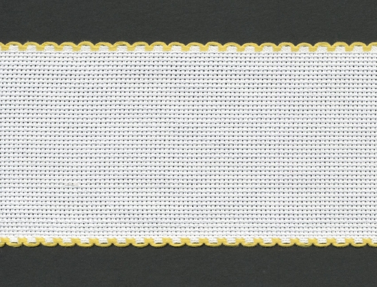 Picture of 1 Metre White Aida Band 10cm/4 Inch White With a Yellow Scalloped Edging