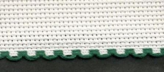 Picture of 1 Metre White Aida Band 10cm/4 Inch White With a Green Scalloped Edging