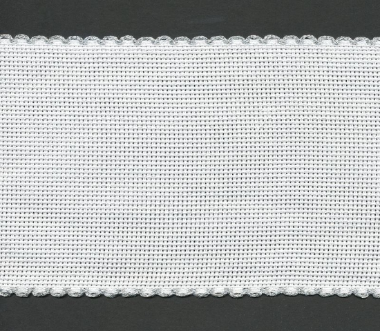 Picture of 1 Metre White Aida Band 10cm/4 Inch White With a Silver Scalloped Edging