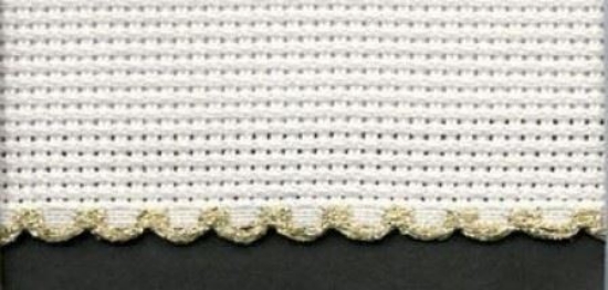 Picture of 1 Metre White Aida Band 10cm/4 Inch White With a Gold Scalloped Edging