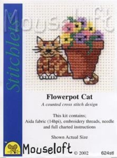 Picture of Mouseloft "Flowerpot Cat" Stitchlets Cross Stitch Kit