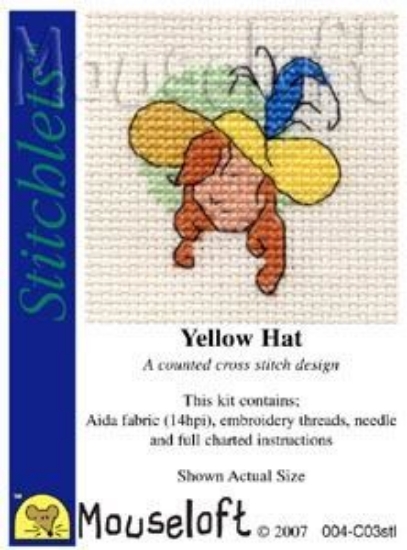 Picture of Mouseloft "Yellow Hat" Stitchlets Cross Stitch Kit