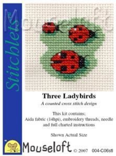 Picture of Mouseloft "Three Ladybirds" Stitchlets Cross Stitch Kit