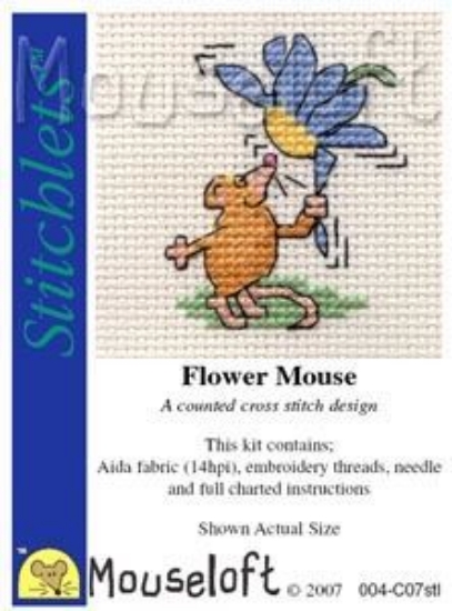 Picture of Mouseloft "Flower Mouse" Stitchlets Cross Stitch Kit