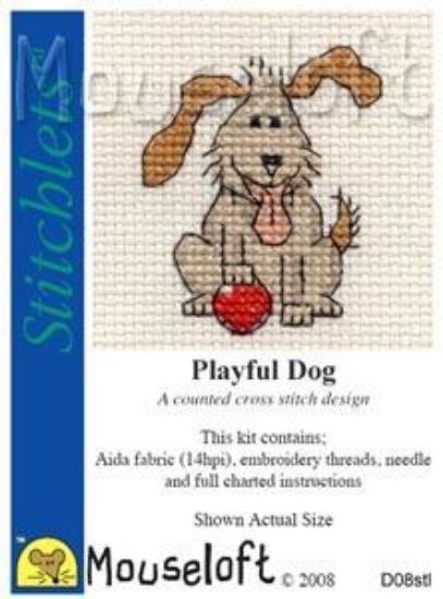 Picture of Mouseloft "Playful Dog" Stitchlets Cross Stitch Kit