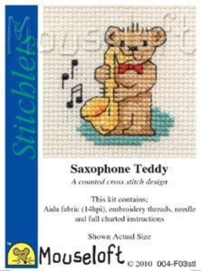 Picture of Mouseloft "Saxophone Teddy" Stitchlets Cross Stitch Kit
