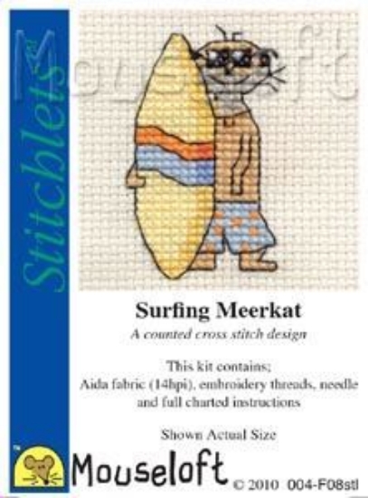Picture of Mouseloft "Surfing Meerkat" Stitchlets Cross Stitch Kit