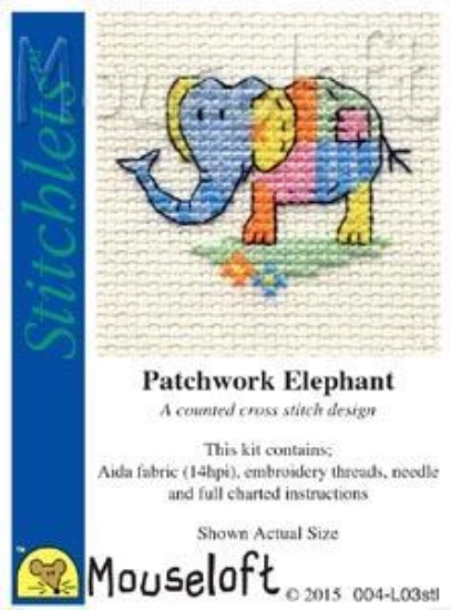 Picture of Mouseloft "Patchwork Elephant" Stitchlets Cross Stitch Kit