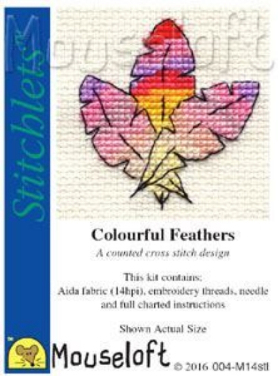 Picture of Mouseloft "Colourful Feathers" Stitchlets Cross Stitch Kit