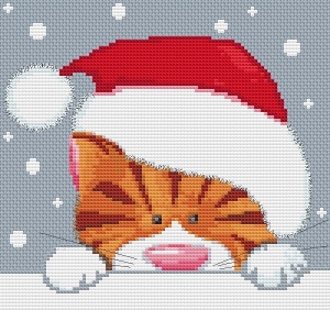 Christmas Cat Cross Stitch Kit And Chart | Stitchtastic