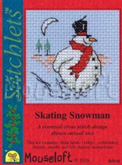 Picture of Mouseloft "Skating Snowman" Christmas Cross Stitch Kit With Card