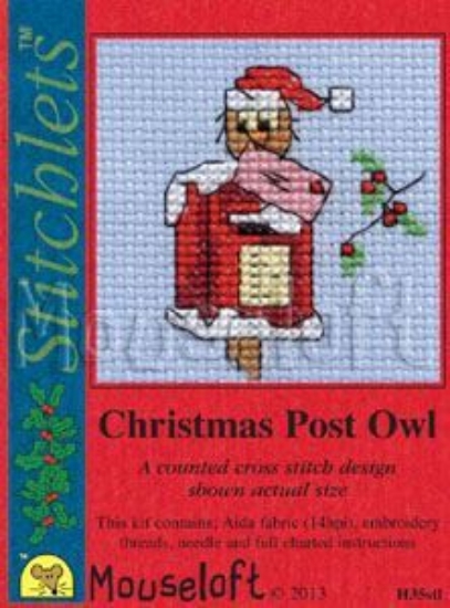 Picture of Mouseloft "Christmas Post Owl" Christmas Cross Stitch Kit With Card