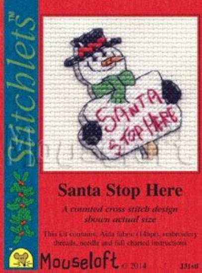 Picture of Mouseloft "Santa Stop Here" Christmas Cross Stitch Kit With Card