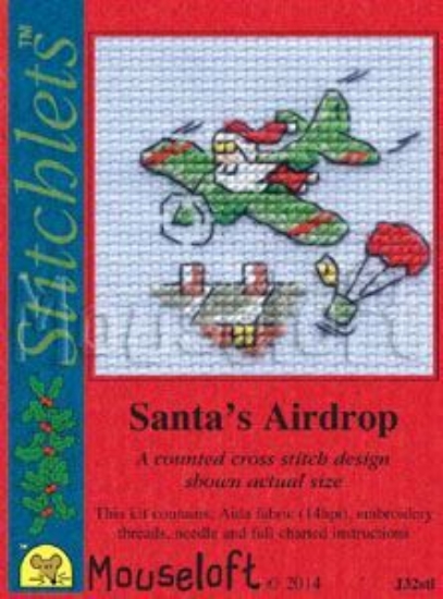 Picture of Mouseloft "Santa's Airdrop" Christmas Cross Stitch Kit With Card
