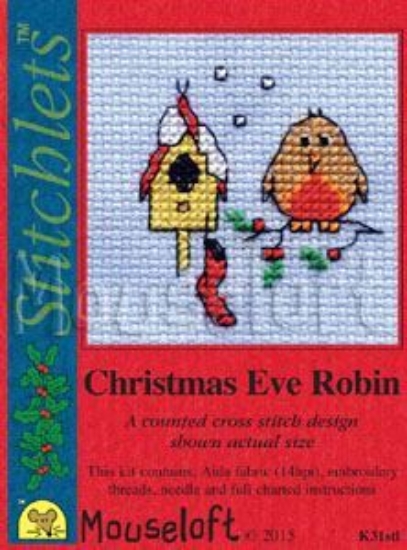 Picture of Mouseloft "Christmas Eve Robin" Christmas Cross Stitch Kit With Card