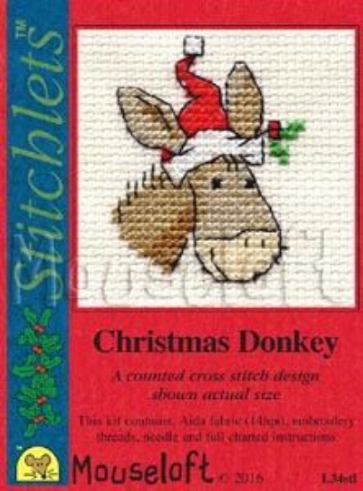 Picture of Mouseloft "Christmas Donkey" Christmas Cross Stitch Kit With Card
