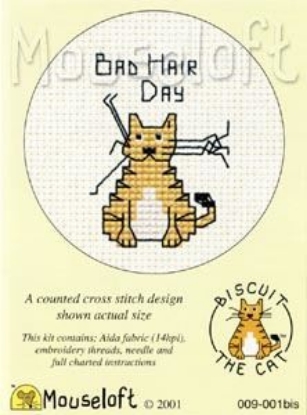 Picture of Mouseloft "Bad Hair Day" Biscuit The Cat Cross Stitch Kit