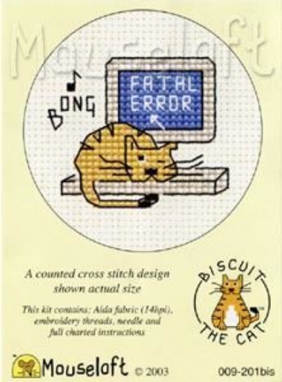 Picture of Mouseloft "Fatal Error" Biscuit The Cat Cross Stitch Kit