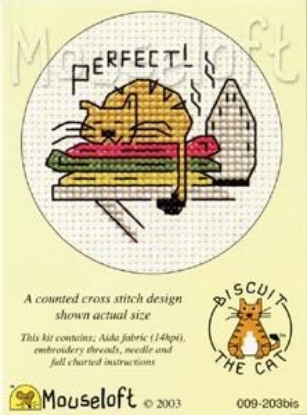 Picture of Mouseloft "Perfect! (warm ironing)" Biscuit The Cat Cross Stitch Kit