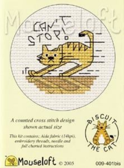 Picture of Mouseloft "Can't Stop!" Biscuit The Cat Cross Stitch Kit