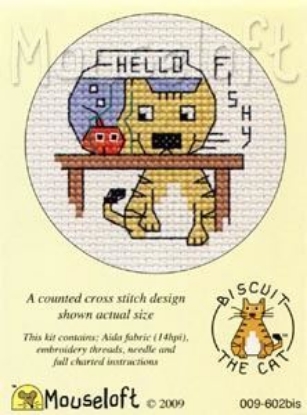 Picture of Mouseloft "Hello Fishy" Biscuit The Cat Cross Stitch Kit