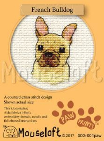 Picture of Mouseloft "French Bulldog" Paw Prints Cross Stitch Kit