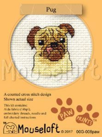 Picture of Mouseloft "Pug" Paw Prints Cross Stitch Kit