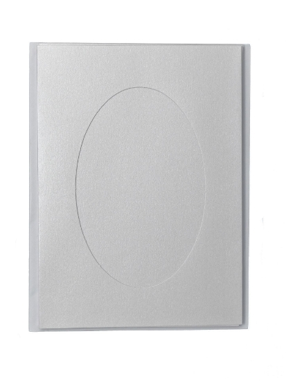 Picture of Oval Aperture A5 Cards - White Shimmer (Pack Of 4)