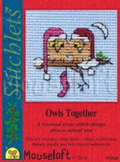 Picture of Mouseloft "Owls Together" Christmas Cross Stitch Kit With Card