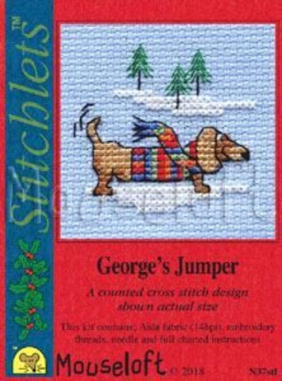 Picture of Mouseloft "George's Jumper" Christmas Cross Stitch Kit With Card