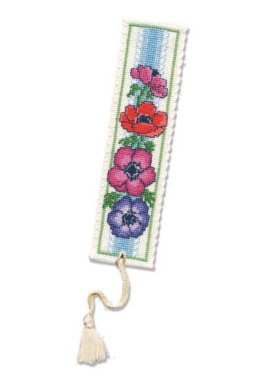 Kit Punto Croce Per Segnalibro Collection - Fuchsias: 19x5 Cm, Con Tela Aida E Fili Di Cotone