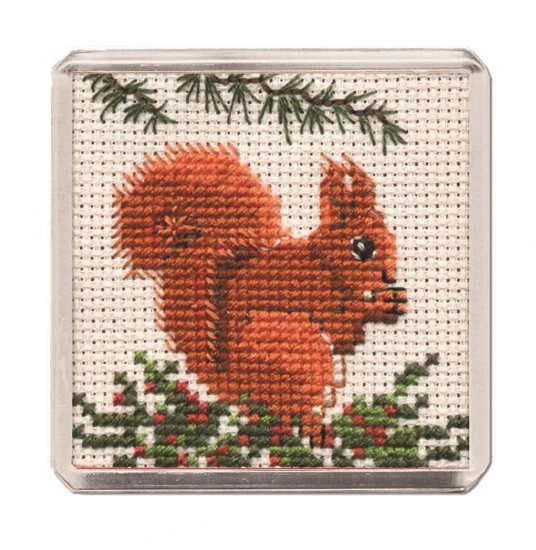 Picture of Red Squirrel Fridge Magnet Cross Stitch Kit