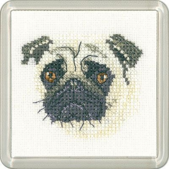 Picture of Pug - Little Friends Coaster Cross Stitch Kit